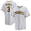 San Diego Padres #3 Jackson Merrill White Home Replica Baseball Jersey