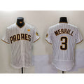 San Diego Padres #3 Jackson Merrill White With PS Patch Stitched Flex Baseball Jersey