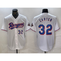Texas Rangers #32 Evan Carter Number White 2023 World Series Champions Cool Baseball Jersey