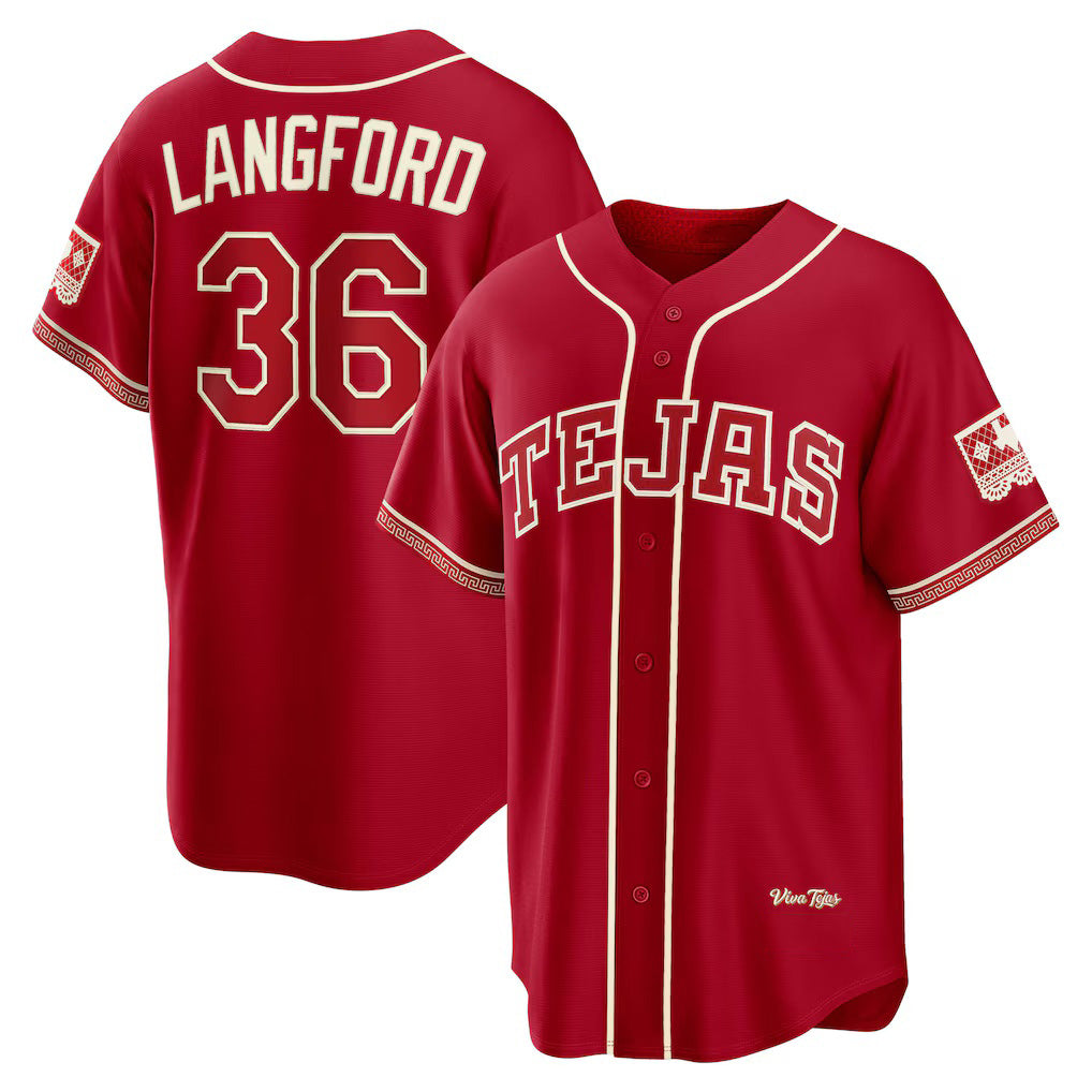 Texas Rangers #36 Wyatt Langford Red 2026 City Connect Stadium Baseball Jersey