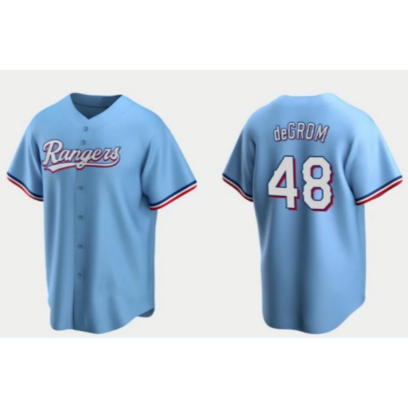 Texas Rangers #48 Jacob deGrom Light Blue Cool Base Stitched Baseball Jersey
