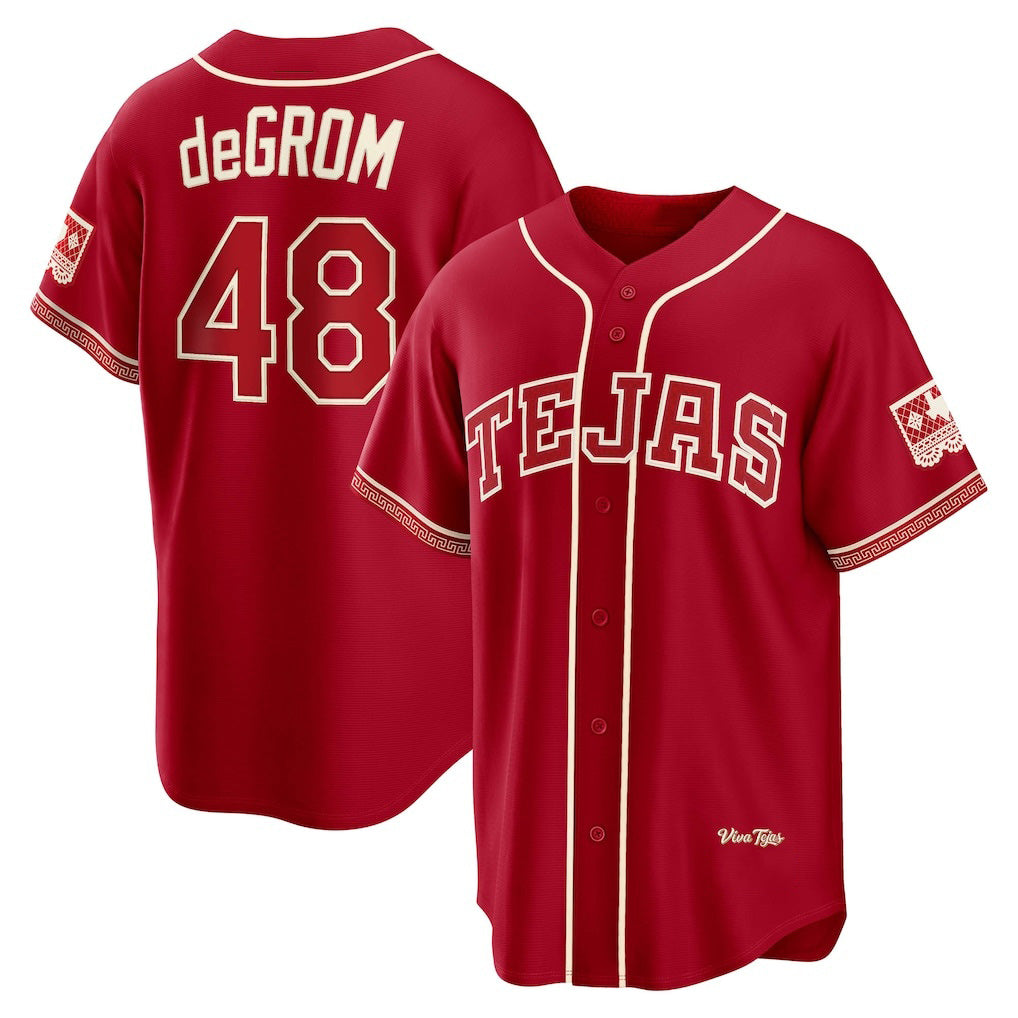 Texas Rangers #48 Jacob deGrom Red 2026 City Connect Stadium Baseball Jersey