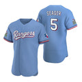 Texas Rangers #5 Corey Seager Light Blue Flex Base Stitched Baseball Jersey