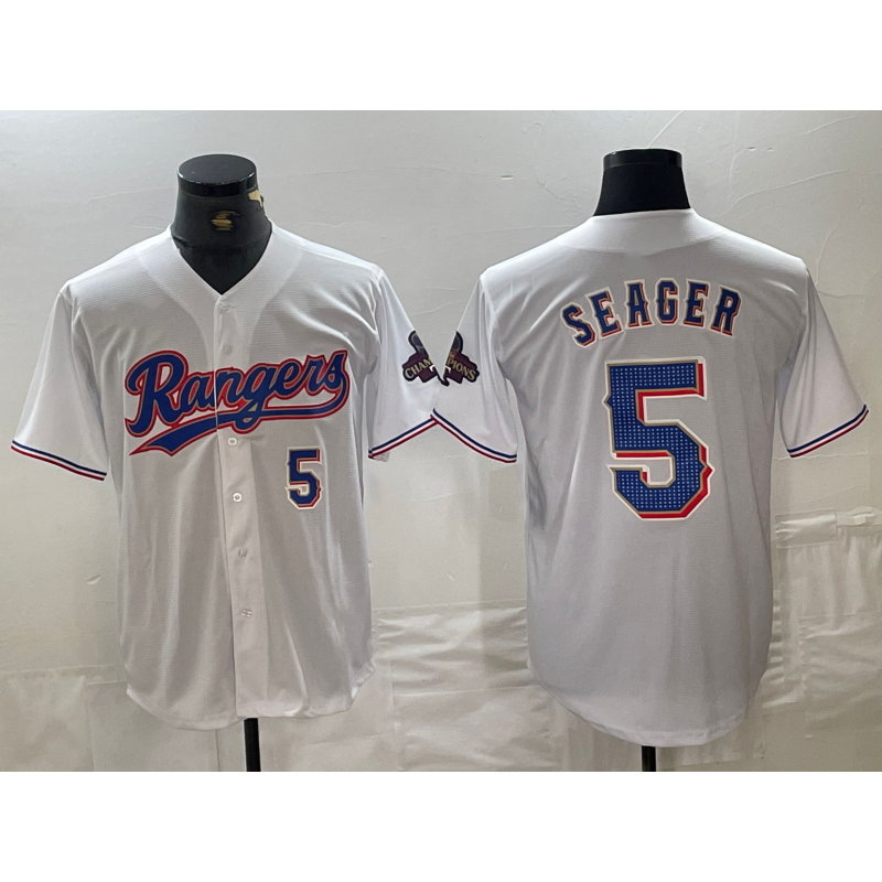 Texas Rangers #5 Corey Seager Number White 2024 Gold Collection Limited Cool Baseball Jersey