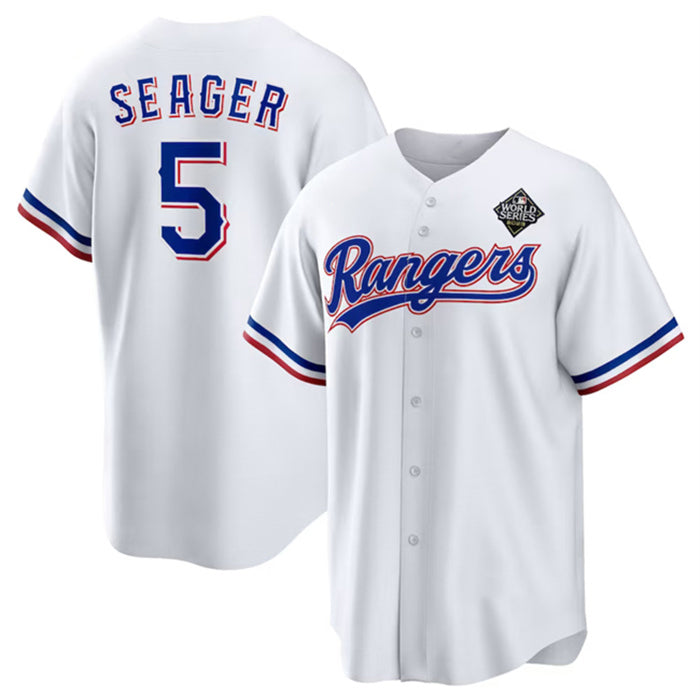 Texas Rangers #5 Corey Seager White 2023 World Series Stitched Baseball Jersey