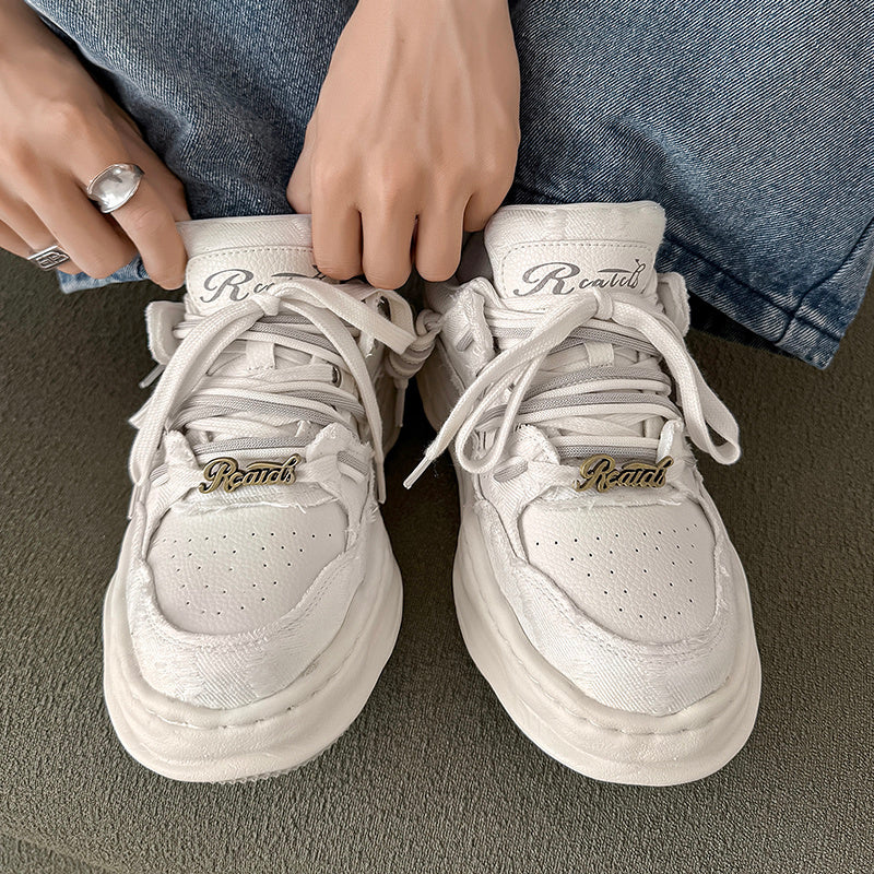 Thick soled fashionable versatile dissolving shoes black sneakers