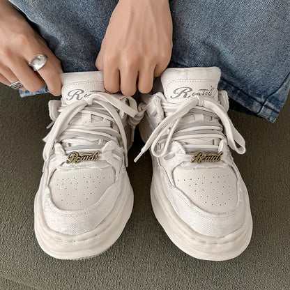 Thick soled fashionable versatile dissolving shoes black sneakers