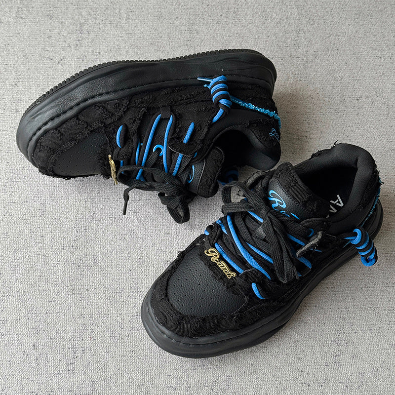 Thick soled fashionable versatile dissolving shoes black sneakers