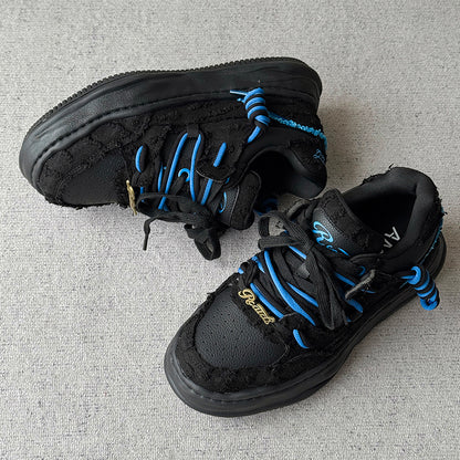 Thick soled fashionable versatile dissolving shoes black sneakers