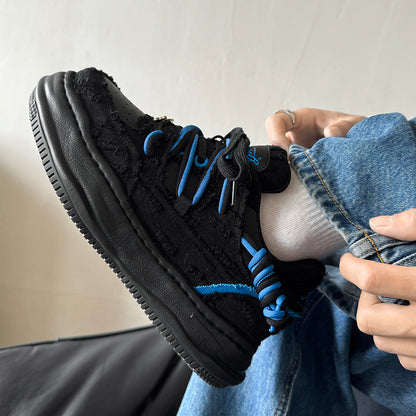 Thick soled fashionable versatile dissolving shoes black sneakers